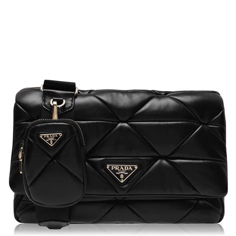 prada quilted chain shoulder bag black gold